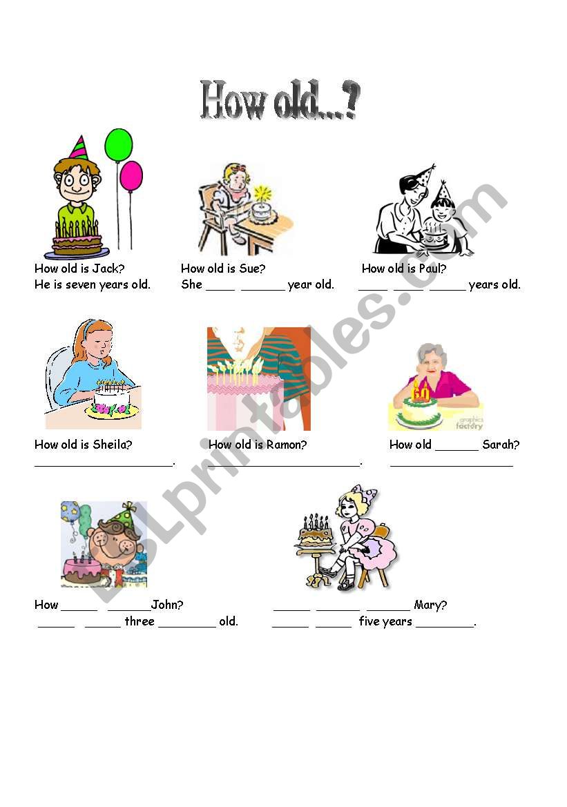 How old ? worksheet