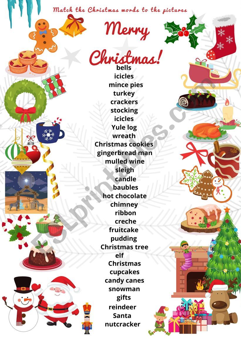 Christmas Vocabulary - Matching the words to pictures