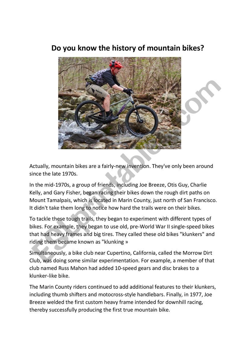 The History of the Mountain Bike