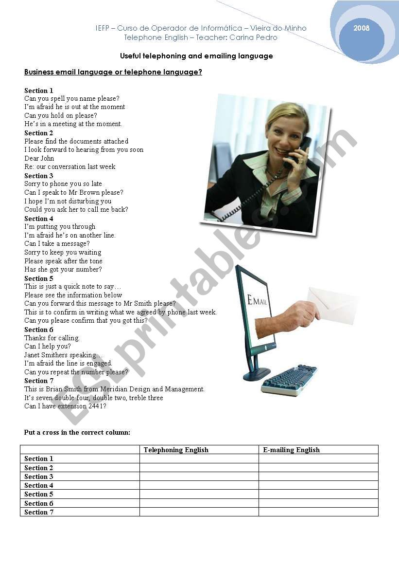 Telephoning and E-mailing English