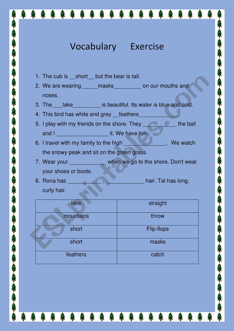 General Vocabulary Cloze worksheet