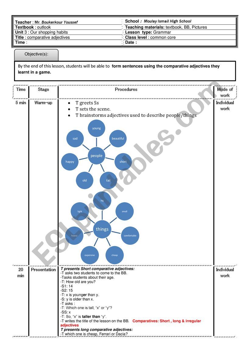 comparative adjectives worksheet