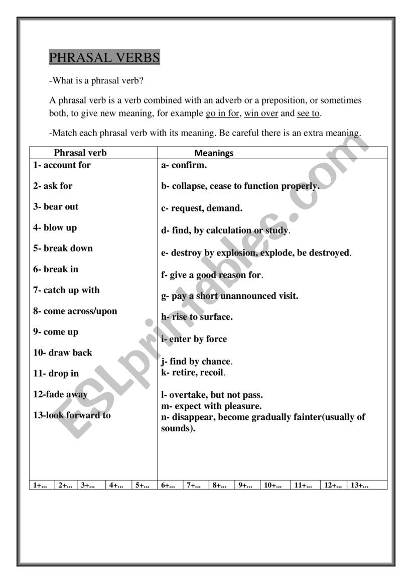 phrasal verbs worksheet