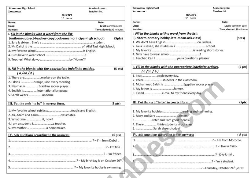 My Quiz 2 worksheet