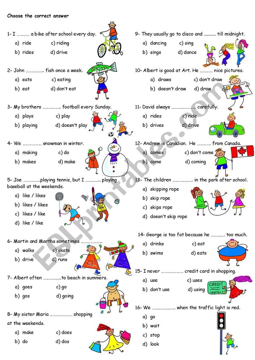 SIMPLE PRESENT TENSE worksheet