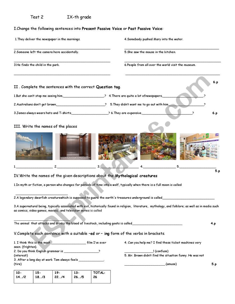 Test 2 IX th grade worksheet