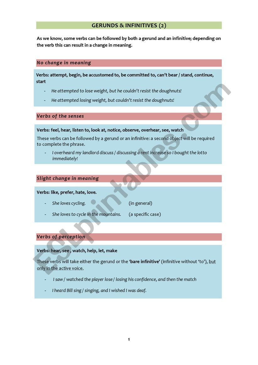 Gerunds and Infinitives (2) - Grammar Summary for Advanced Learners of English (C1-C2)