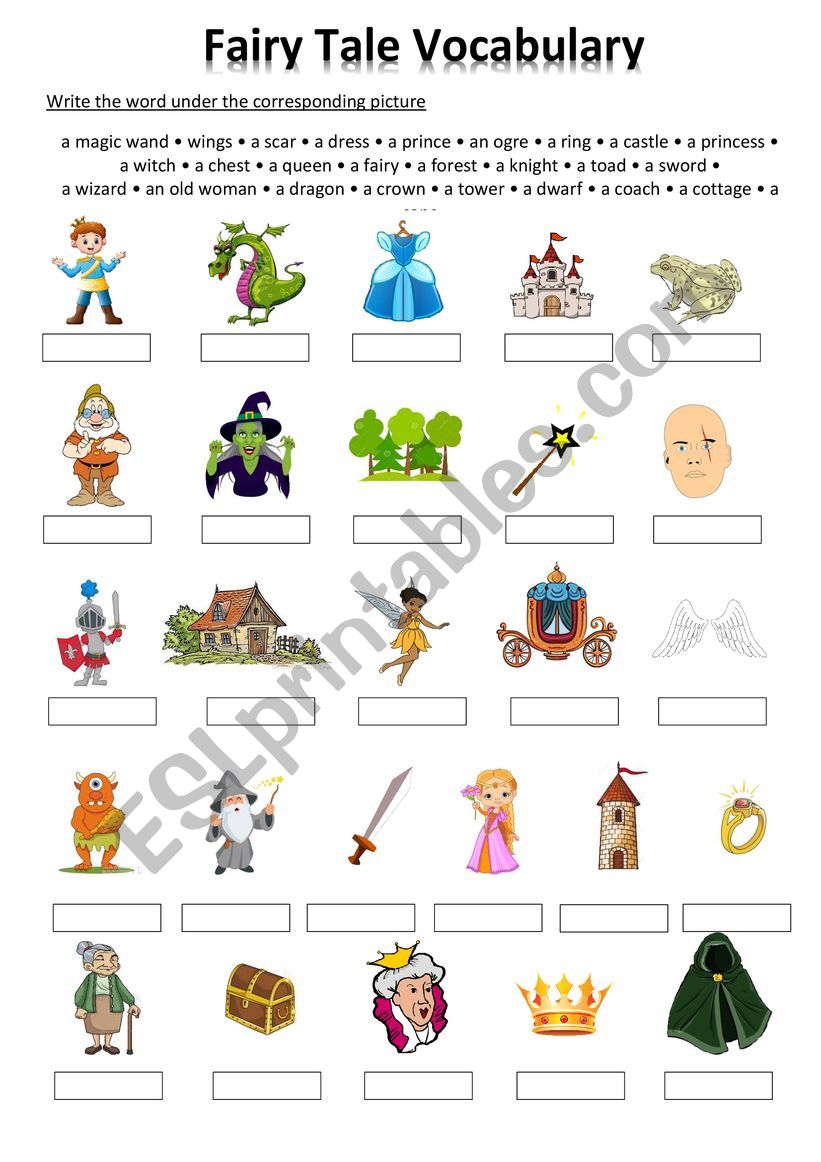 fairy tale vocabulary worksheet