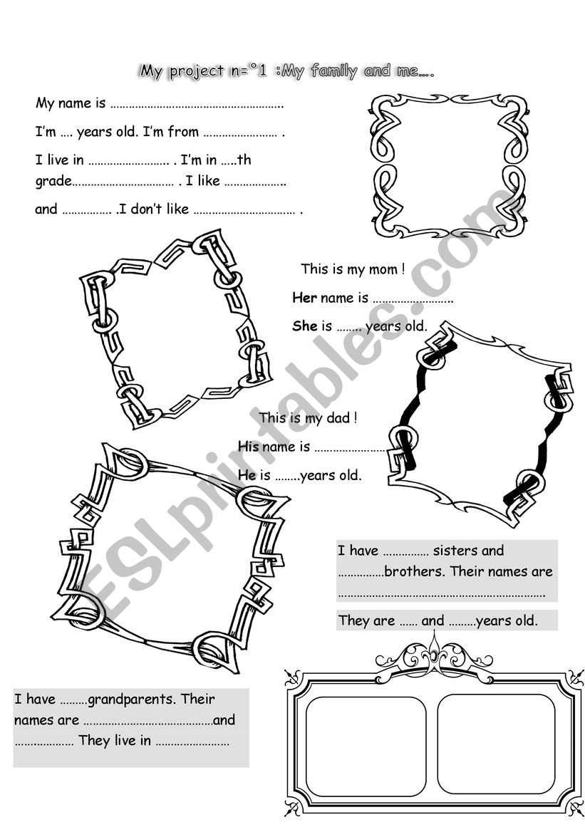 my family and me worksheet