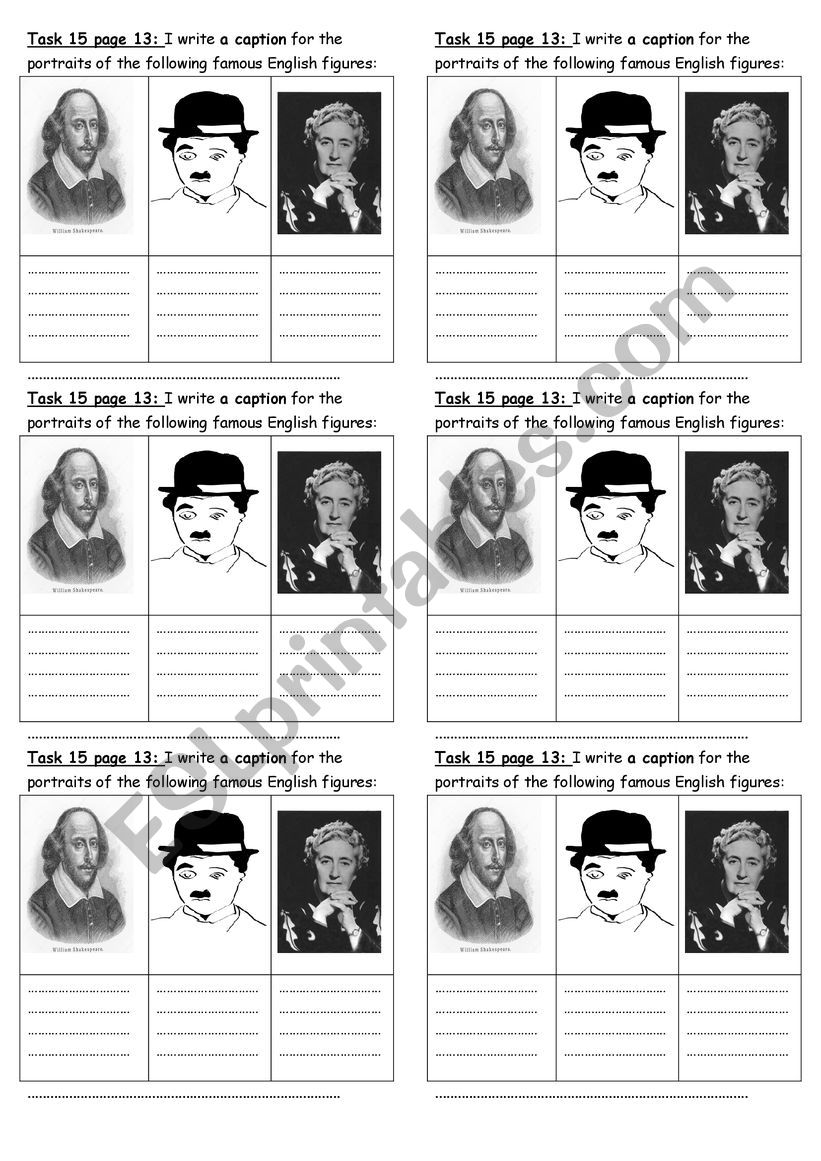 portraits worksheet