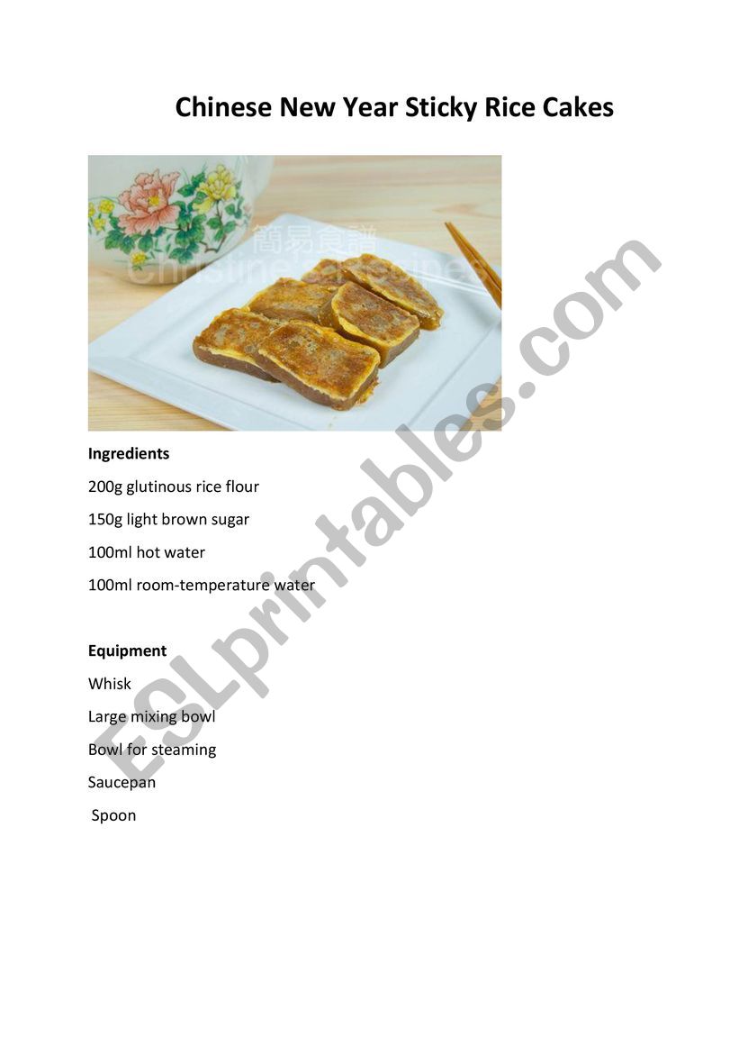 Chinese New Year Rice Cakes worksheet