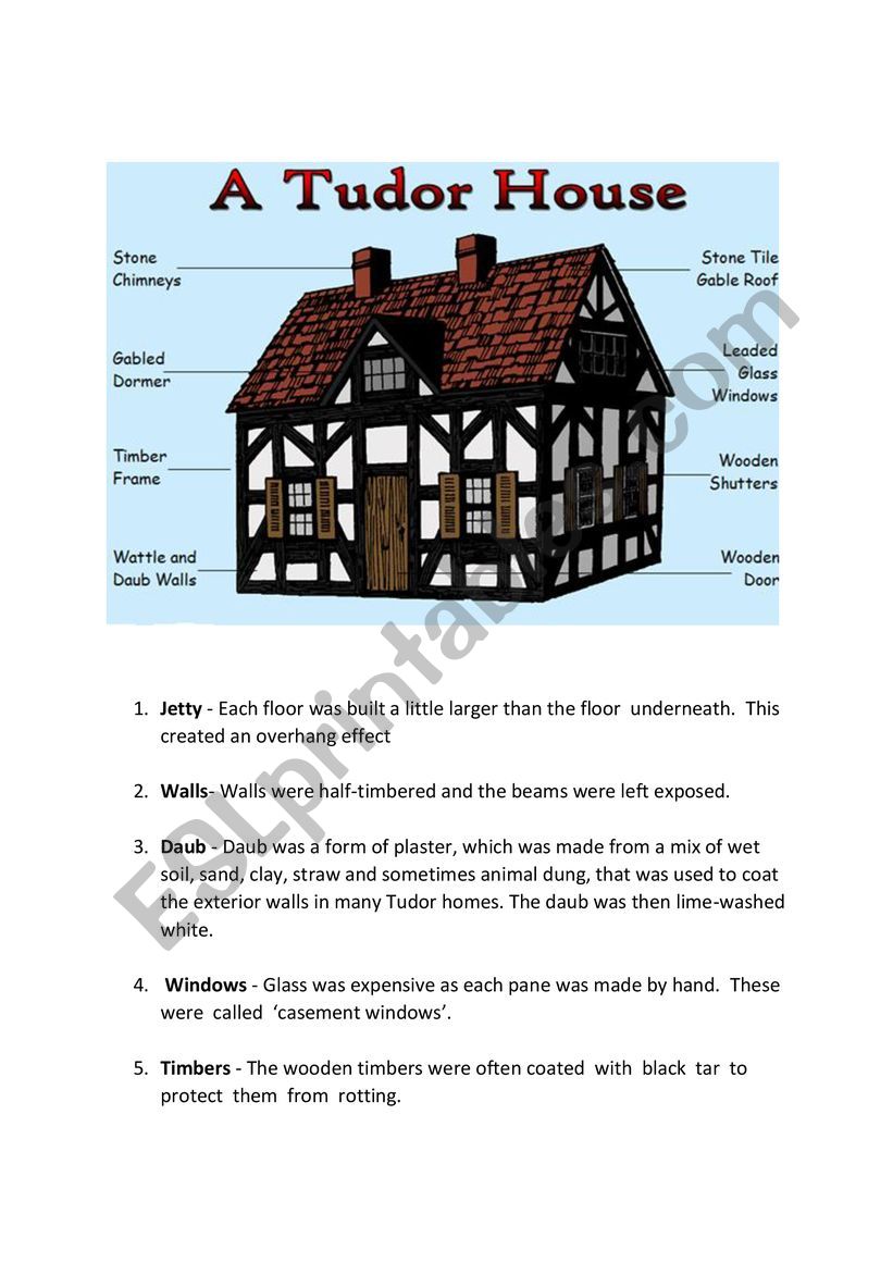 Tudor Houses worksheet