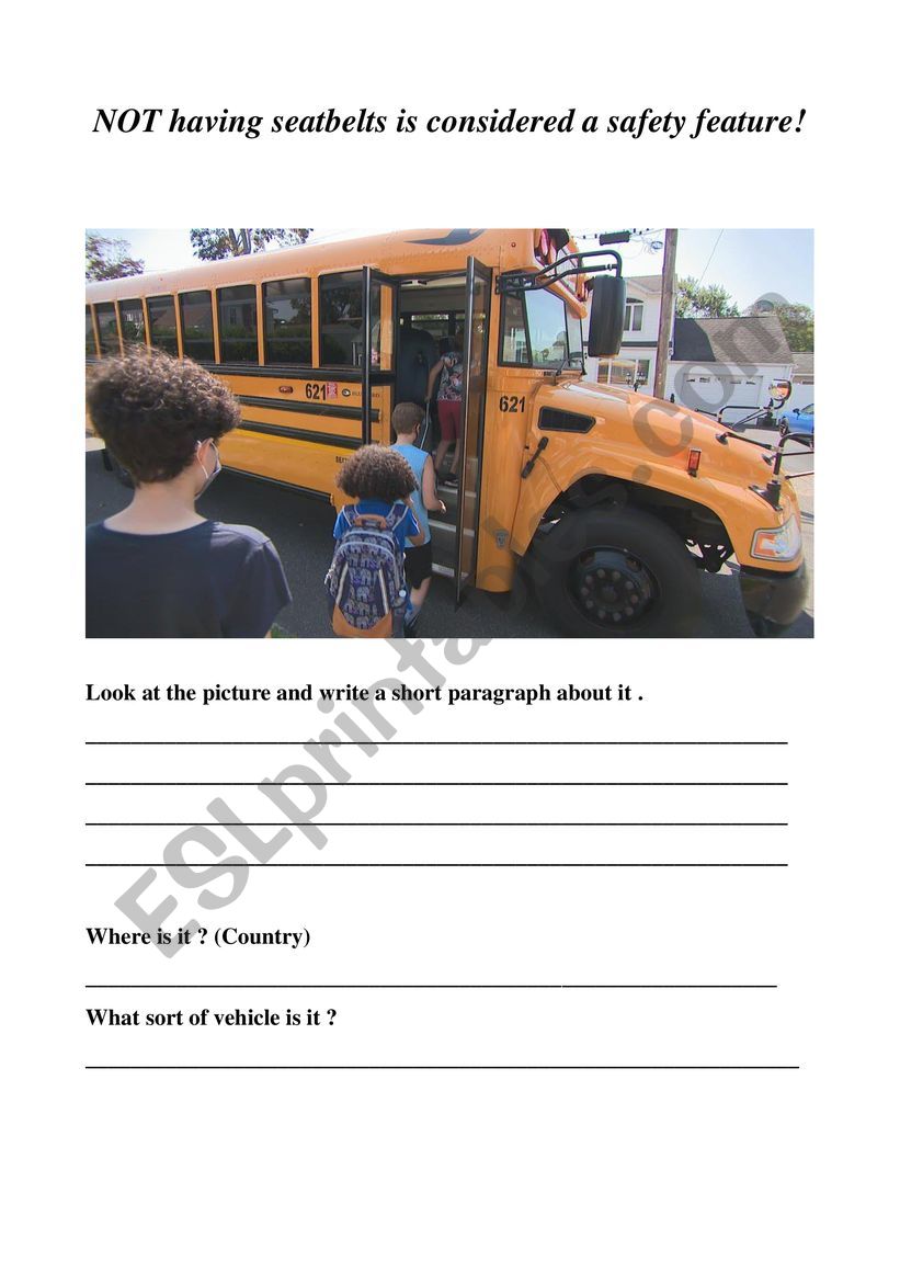 Seat Belts in School Buses worksheet