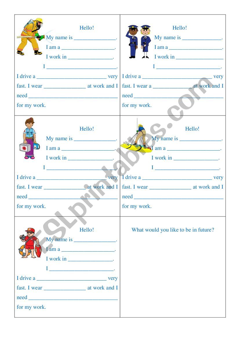 Emergency jobs  worksheet