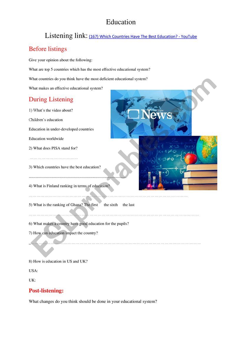 listening education system worksheet