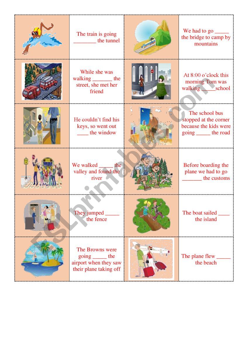 prepositions of movement (domino)