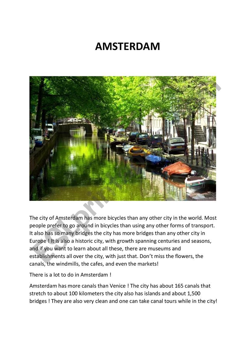 Amsterdam worksheet