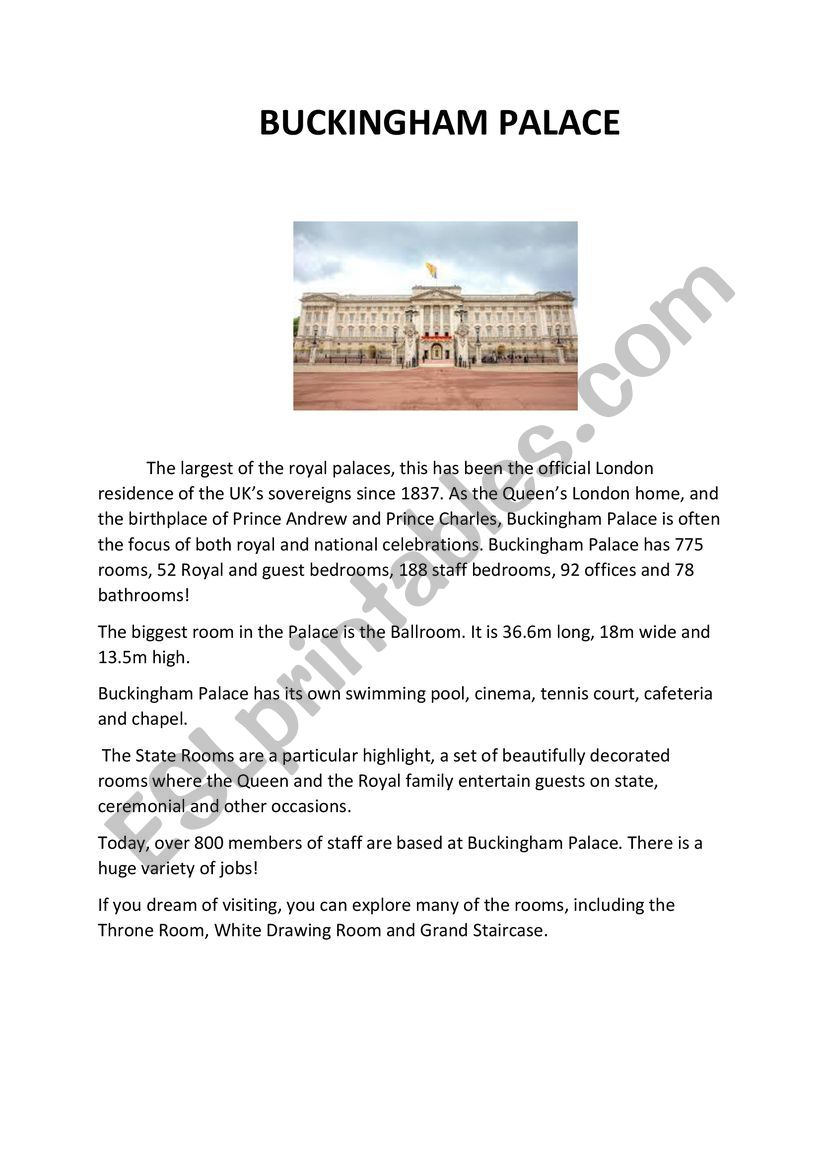 Buckingham Palace worksheet