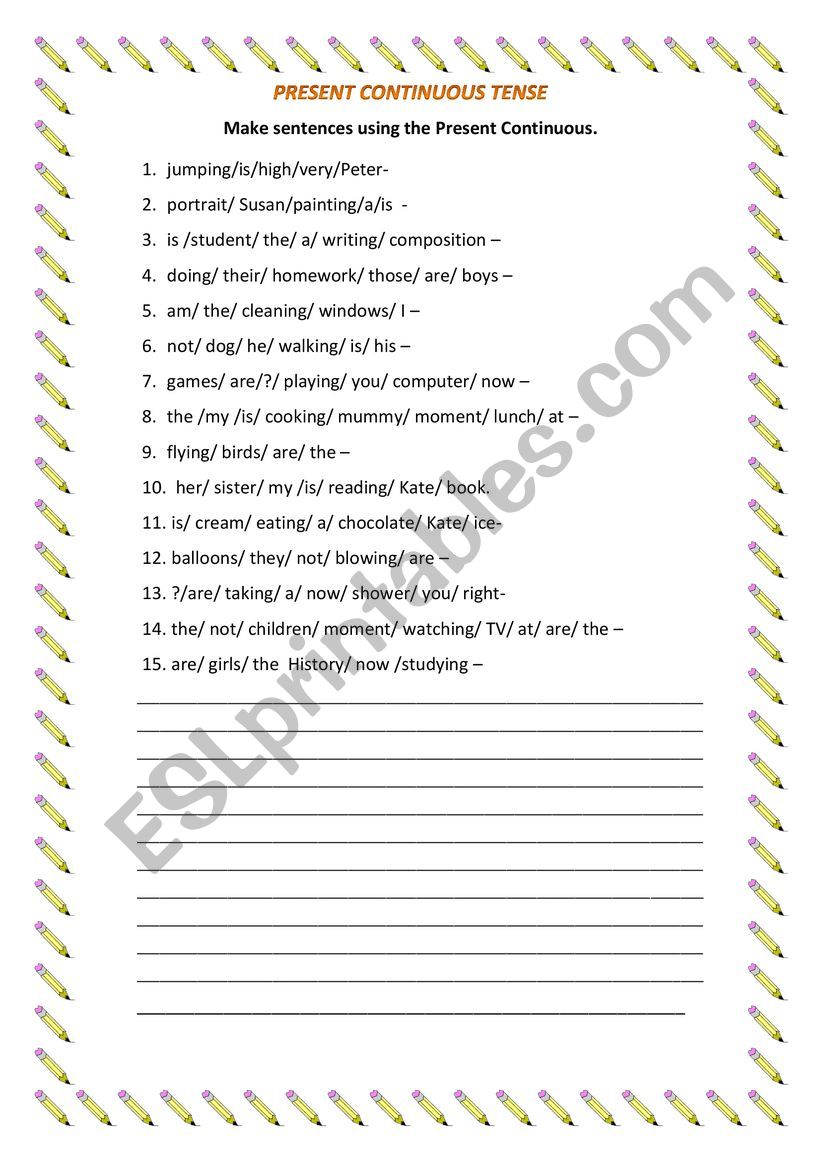 Present Continuous worksheet