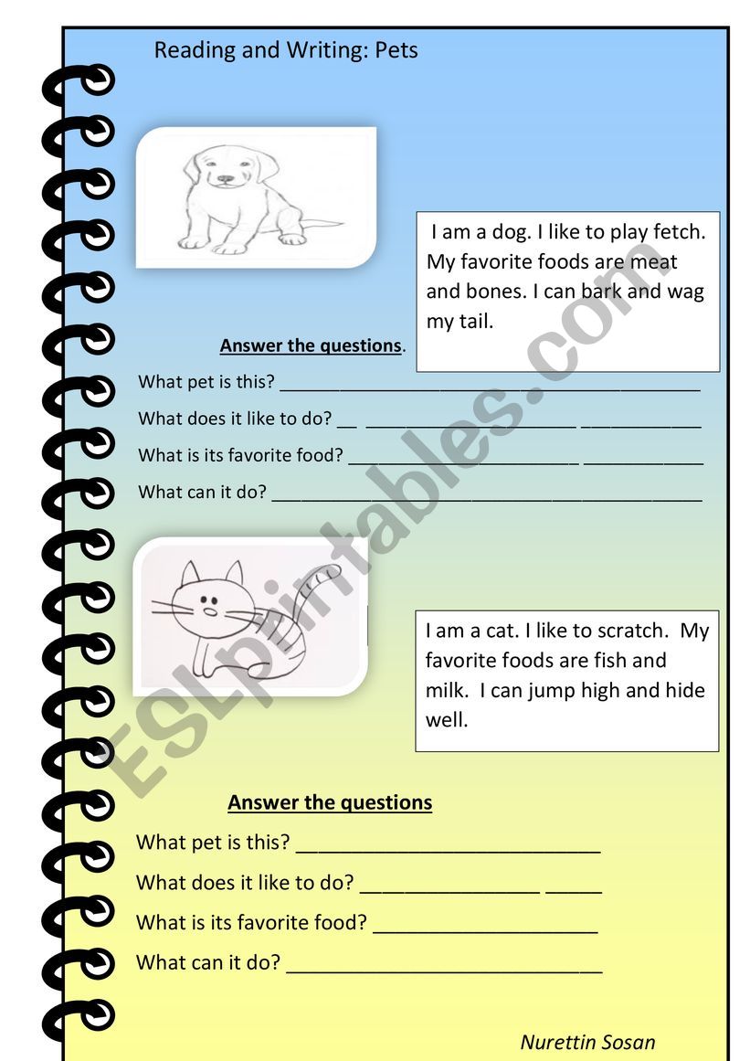 Pets worksheet