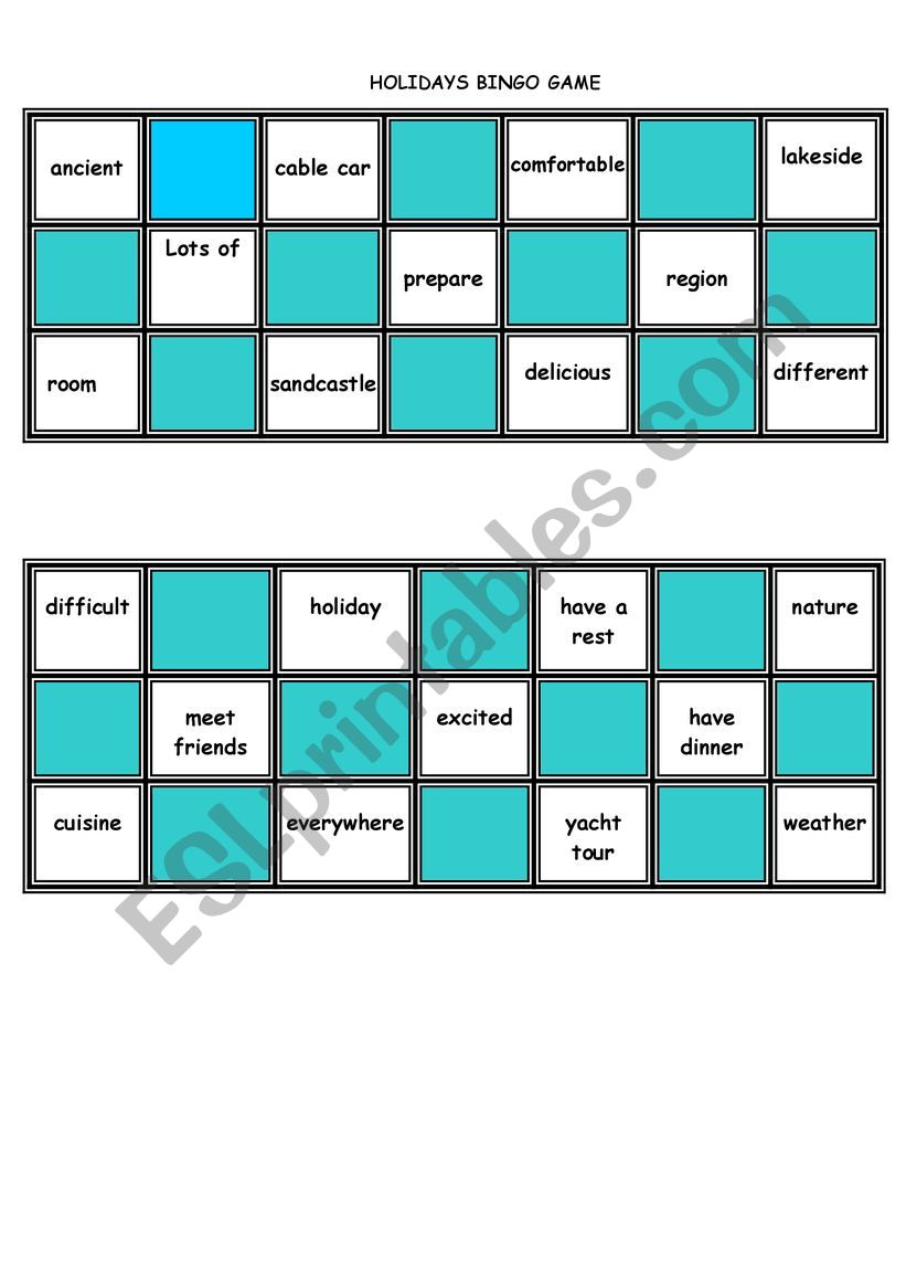 BINGO GAME worksheet