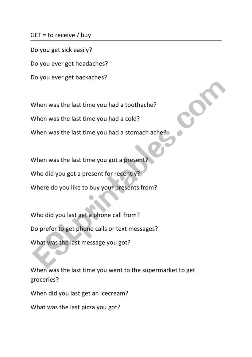 Conversation questions with �GET�
