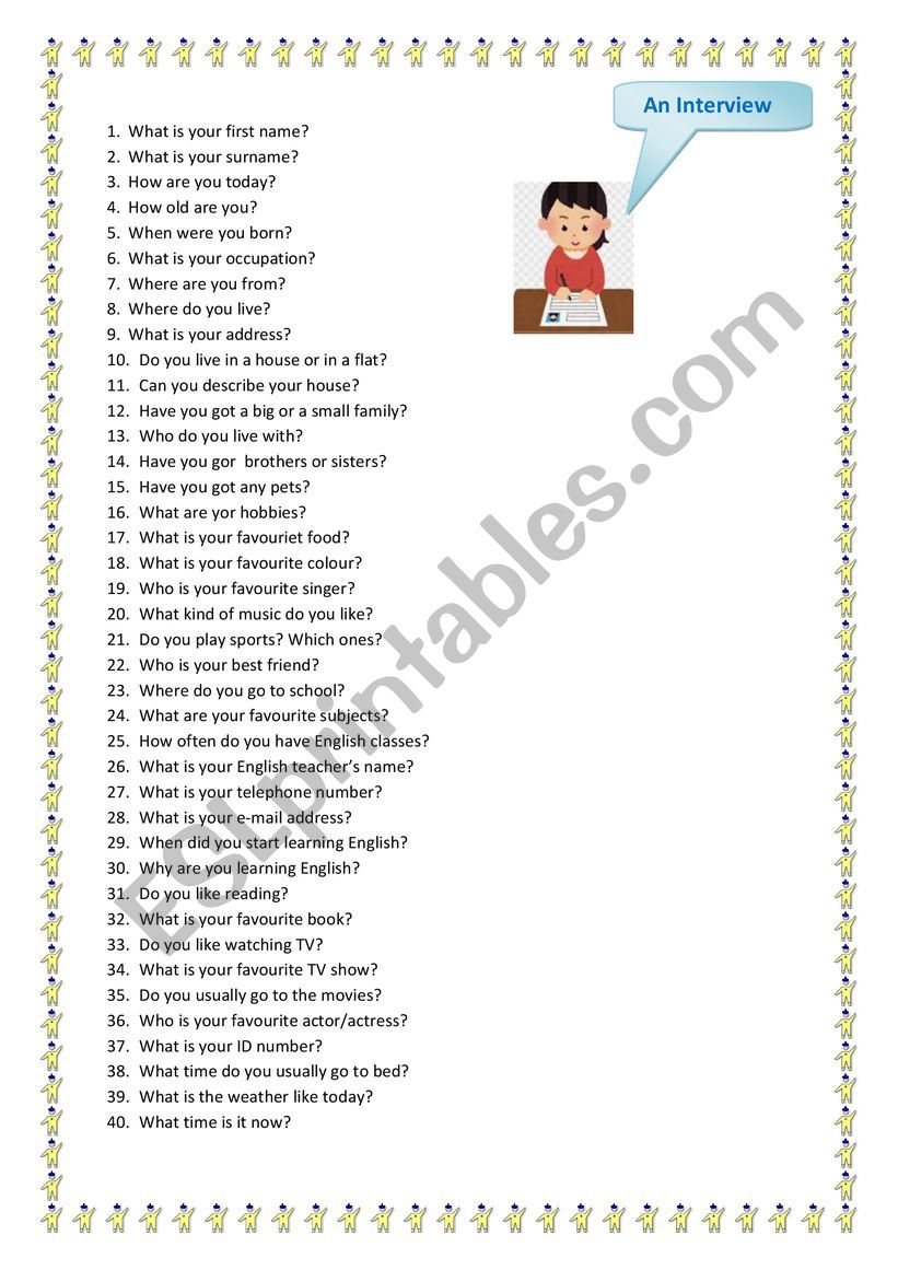 An Interview worksheet