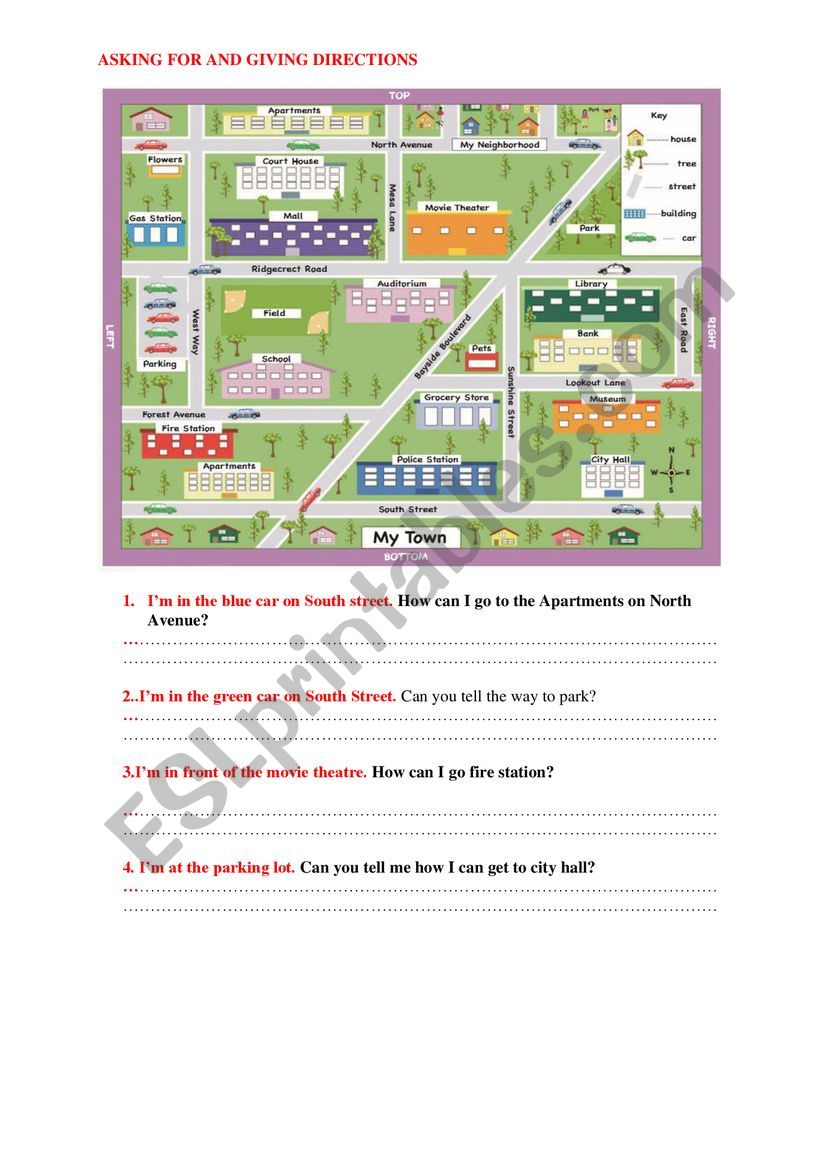 Giving directions worksheet