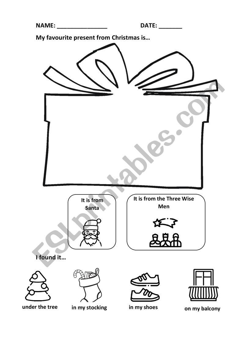 Xmas favourite present worksheet