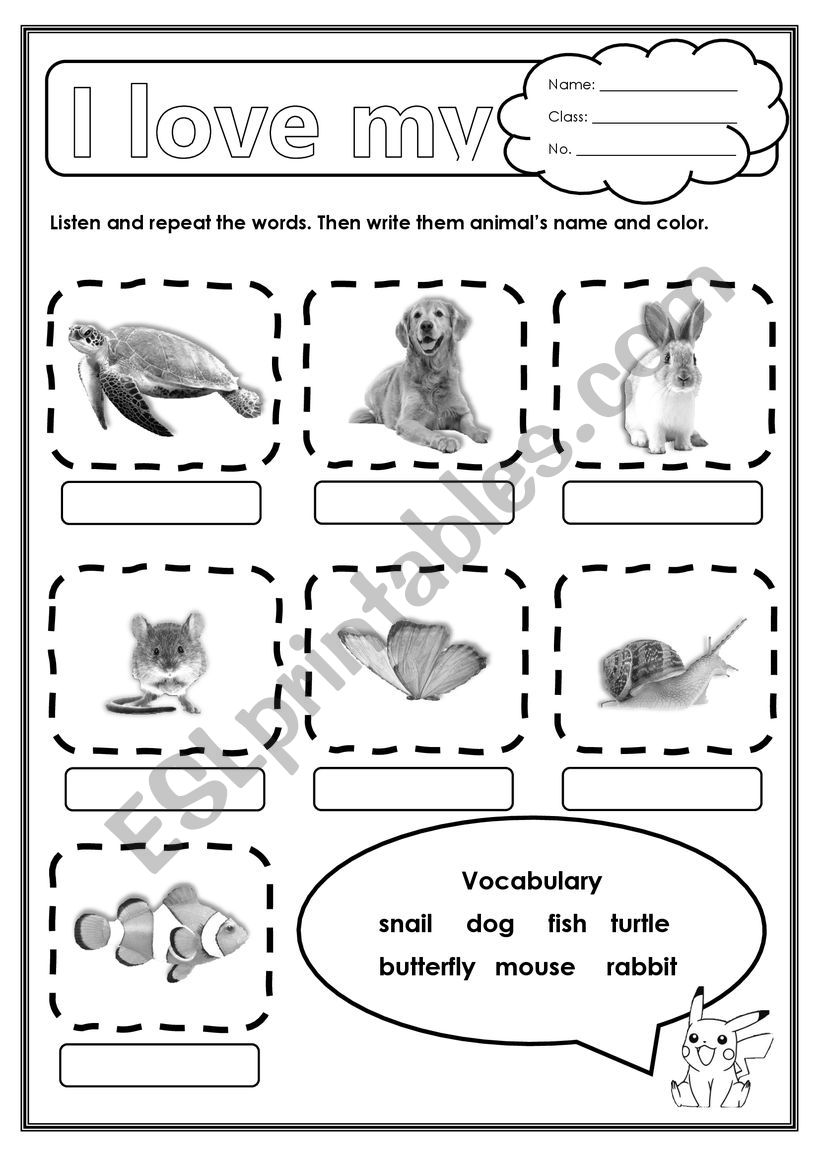 Pets worksheet