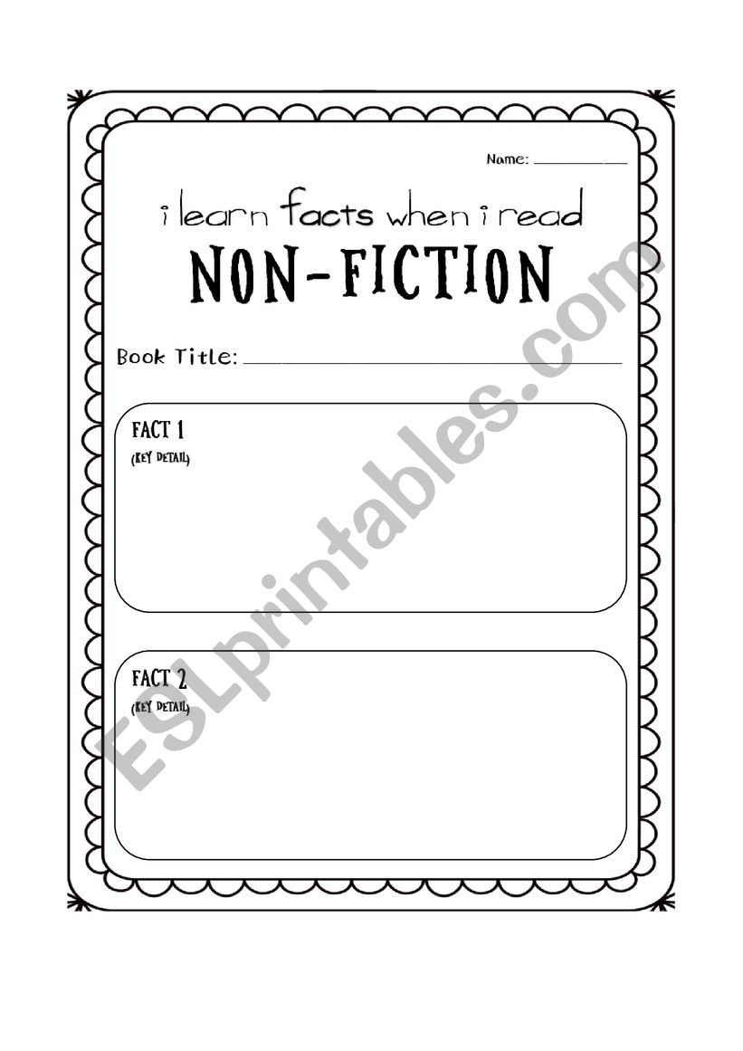 I learn facts when I read ... worksheet