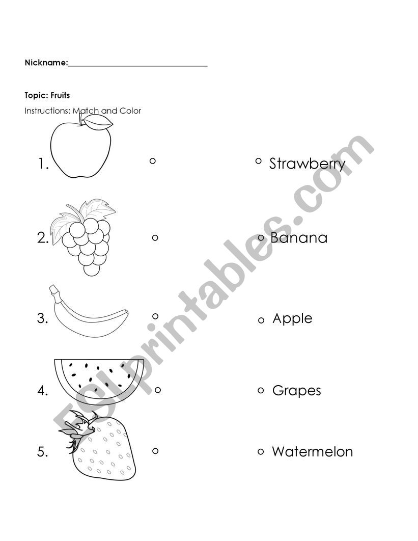 Fruits  worksheet