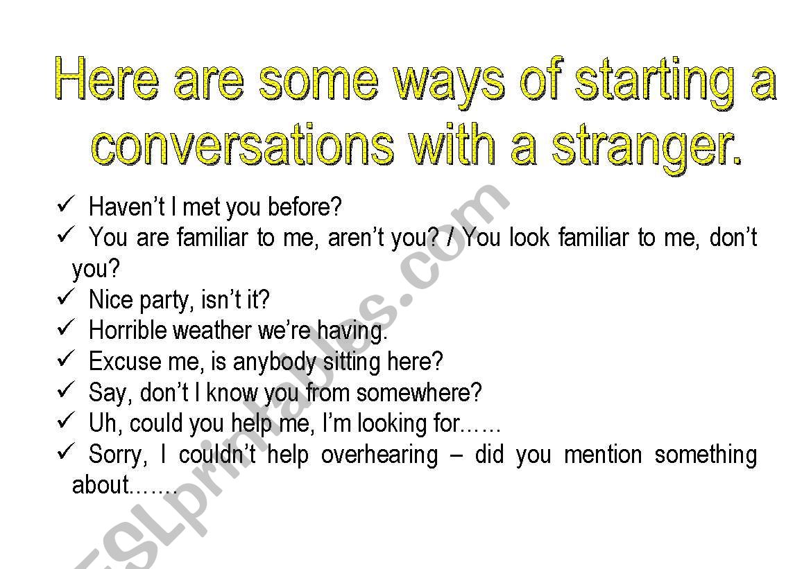 Some topics to develop conversation.