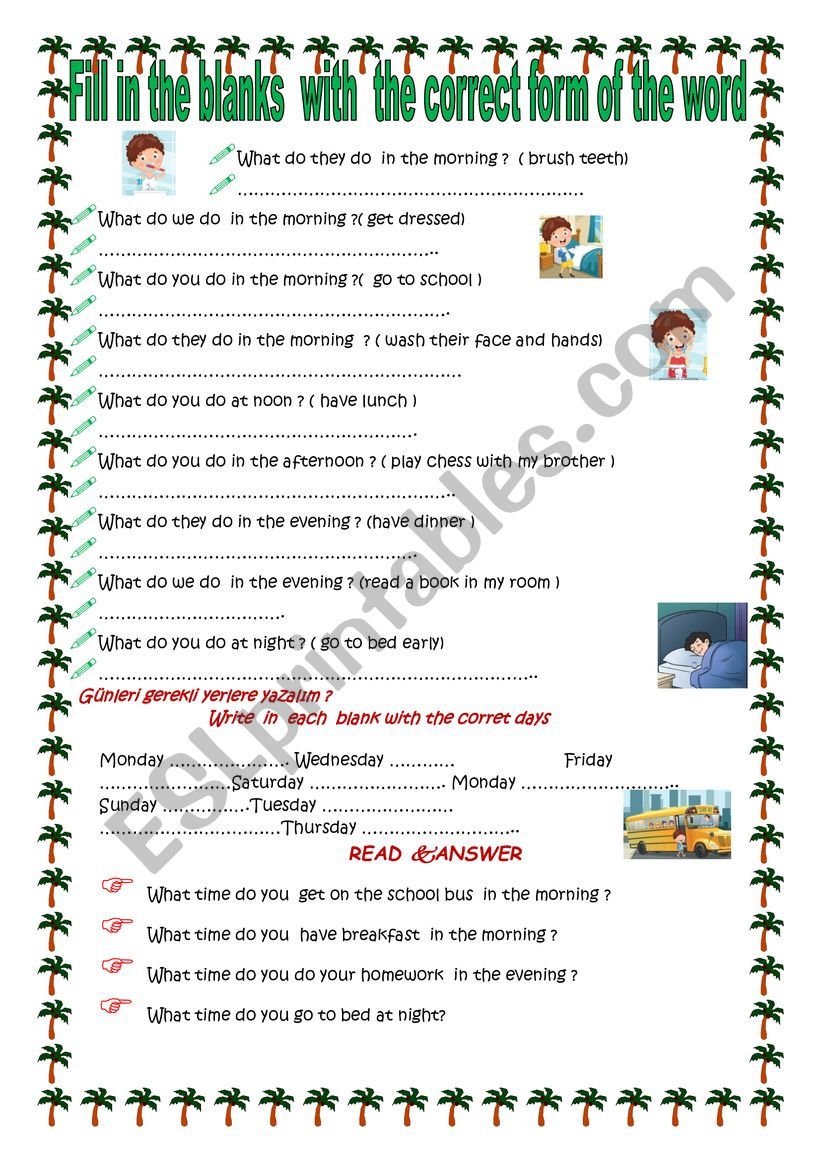 simple present I / we/ you / they