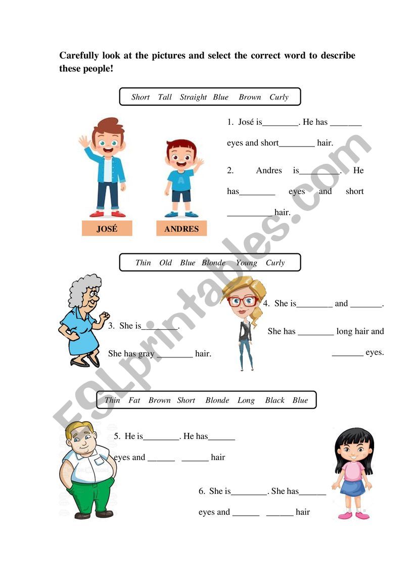 Describing People worksheet