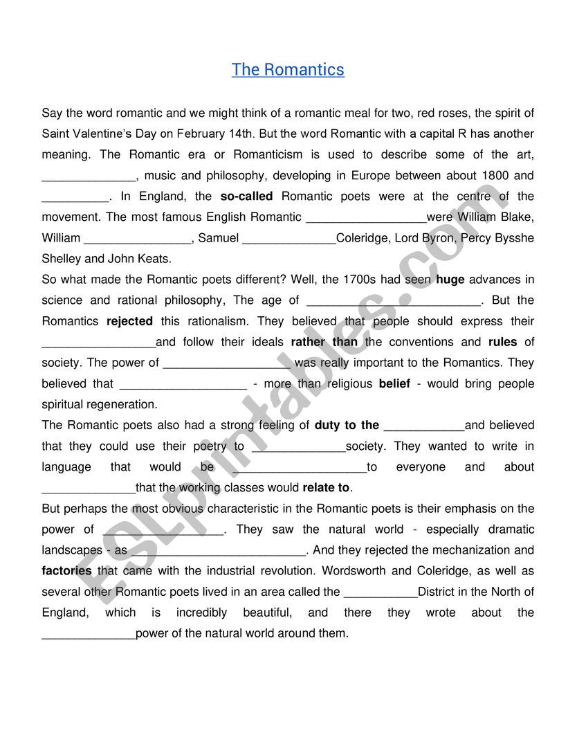 THE ROMANTIC AGE GAP-FILL worksheet