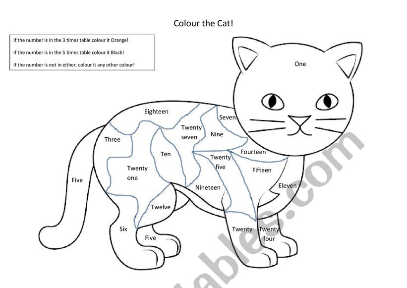 Colour the Cat worksheet