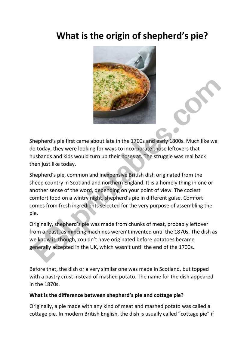 What is the origin of shepherd�s pie?