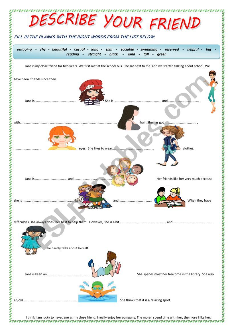 DESCRIBING A FRIEND - ESL worksheet by benyoness