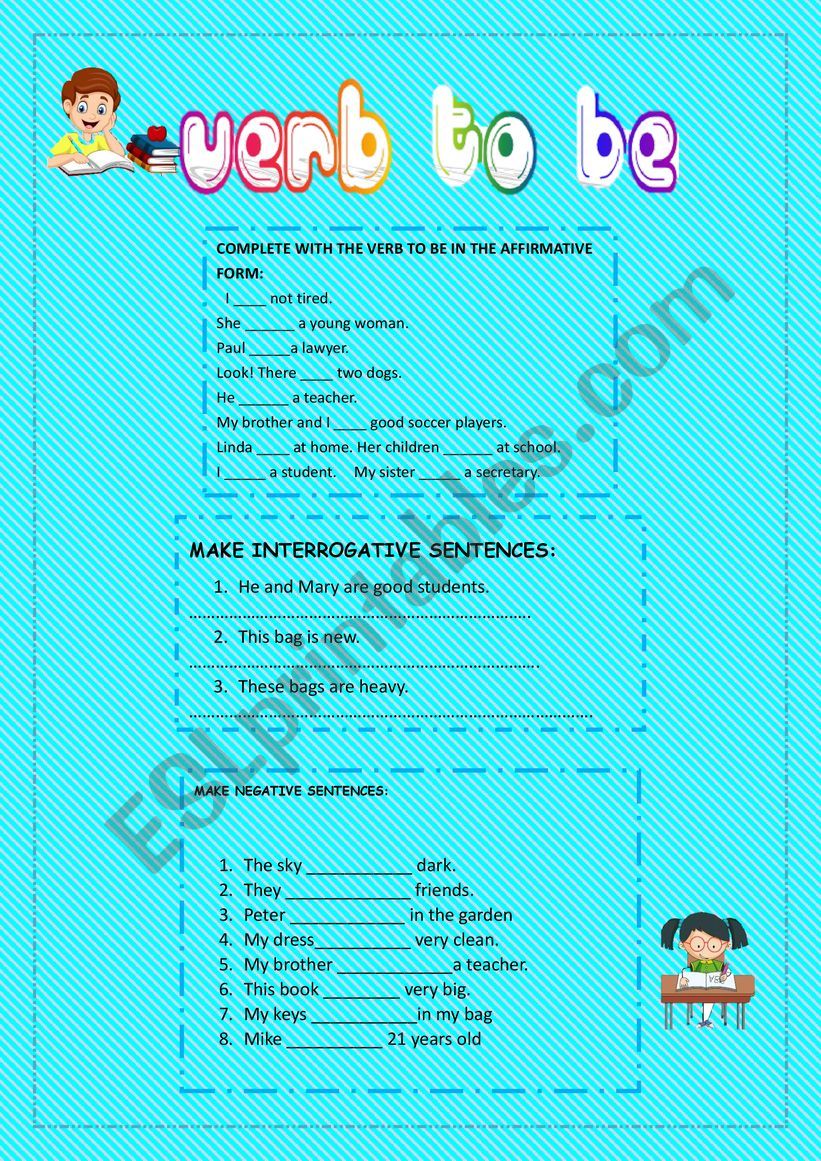 The verb to Be exercises worksheet