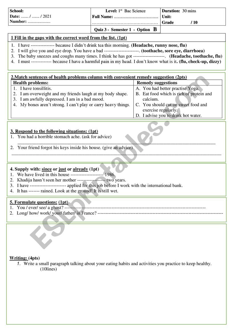 Quiz 1 bac unit 3 option b worksheet