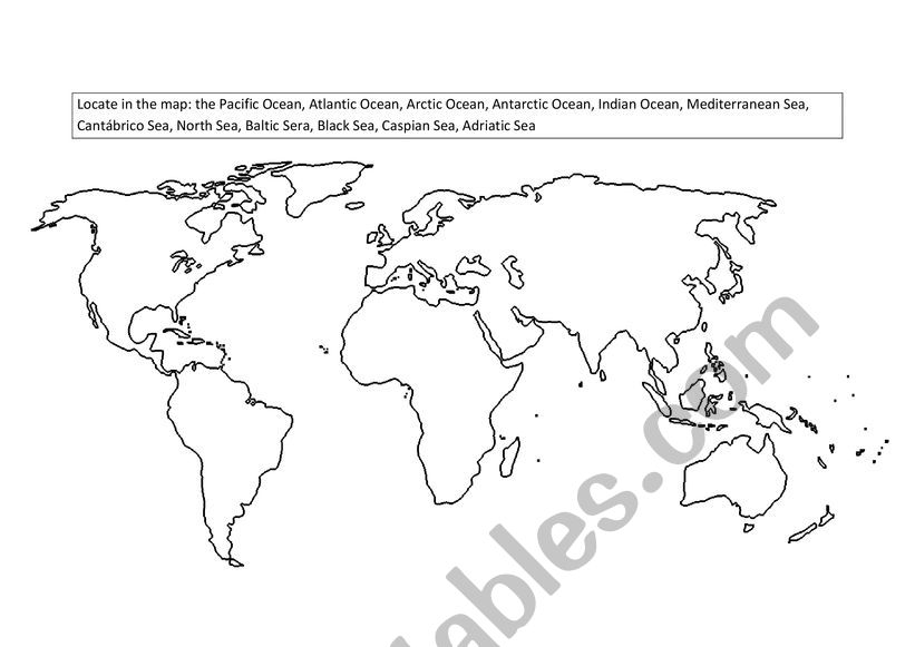 Oceans and seas - ESL worksheet by trinichiqui