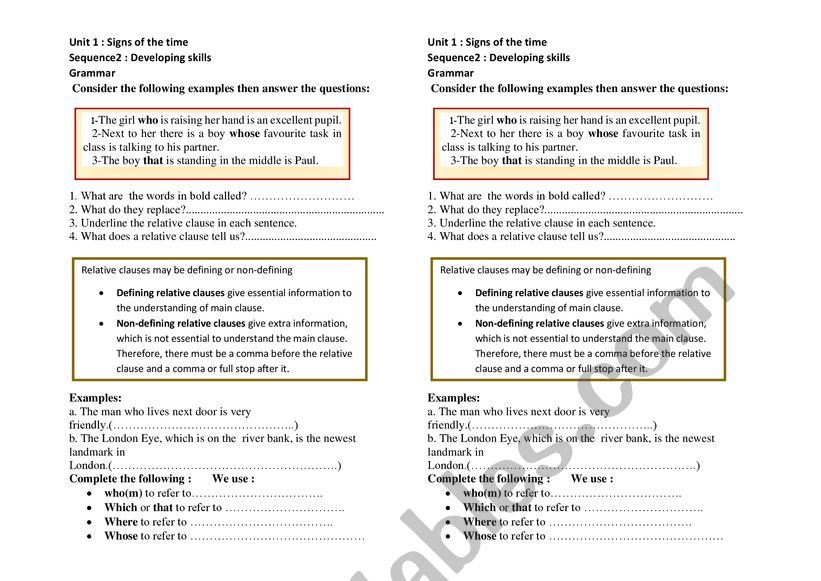 Signs of the time worksheet