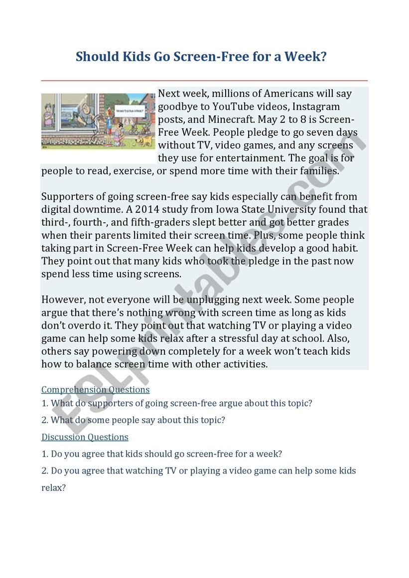 ESL Speaking Activity (Reading + Worksheet) - 