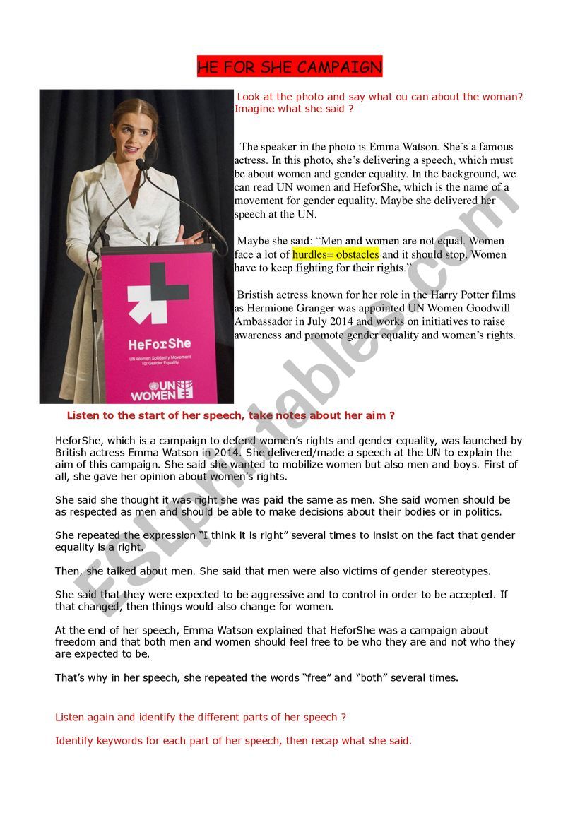 heforshe campaign correction worksheet