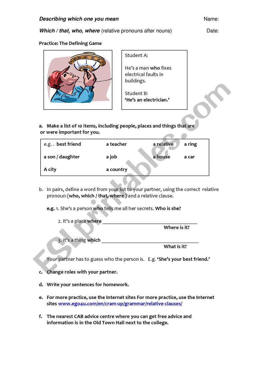 Citizen�s Advice Bureau - Giving advice Worksheet  2