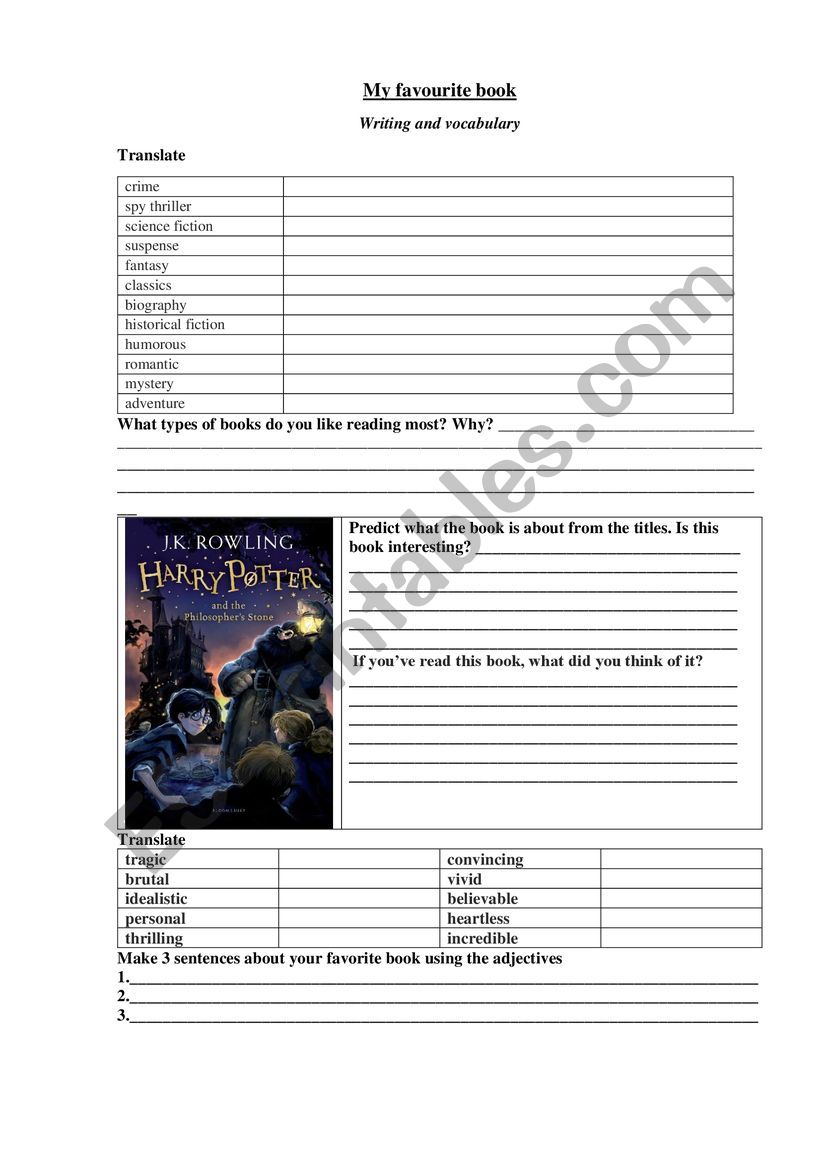 Books worksheet