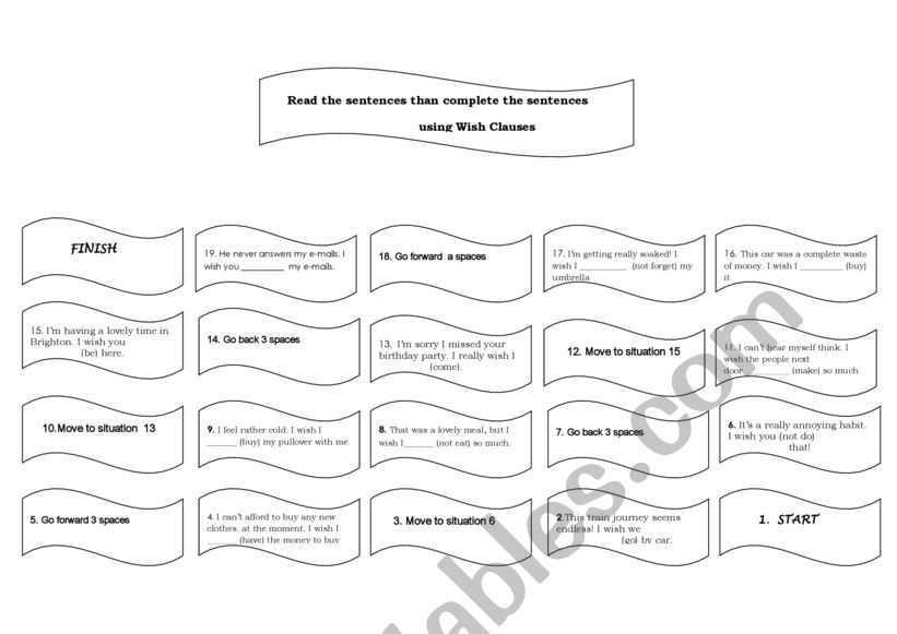 wish clauses game worksheet