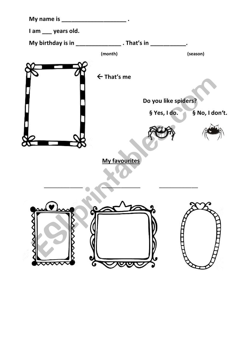 About me worksheet