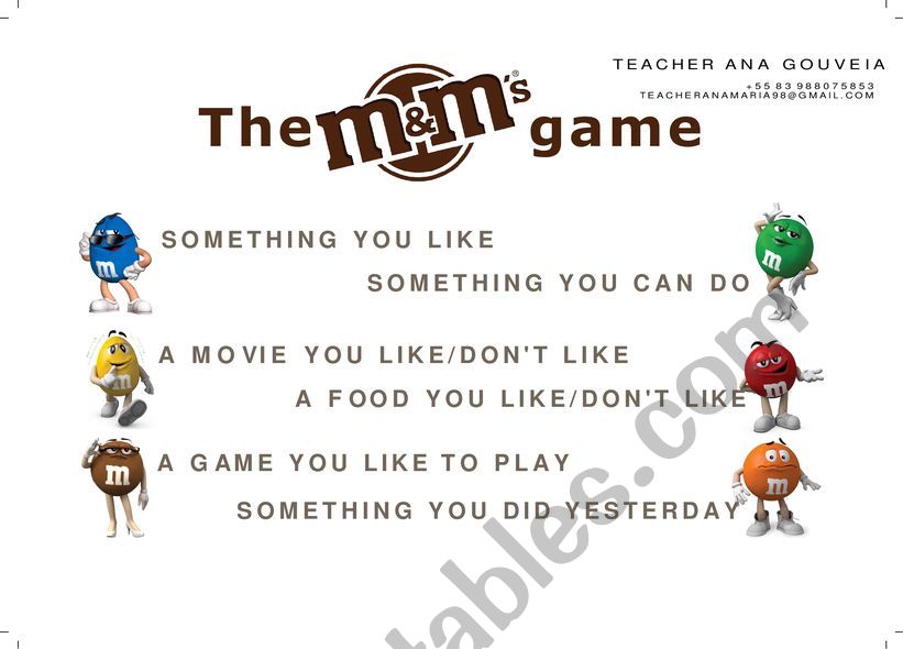 The M&M game worksheet